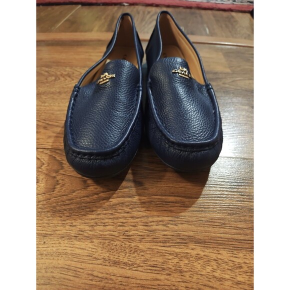 Coach Marley Driver Loafer Womens 9.5B Navy Blue Pebble Leather Slip On Classic - Picture 3 of 8